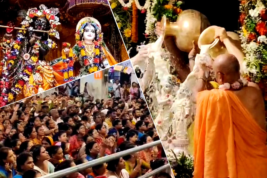 কৃষ্ণের জন্মের ১৫ দিন পর রাধারানির আর্বিভাব! রইল মায়াপুরে রাধাষ্টমীর টুকরো ছবি