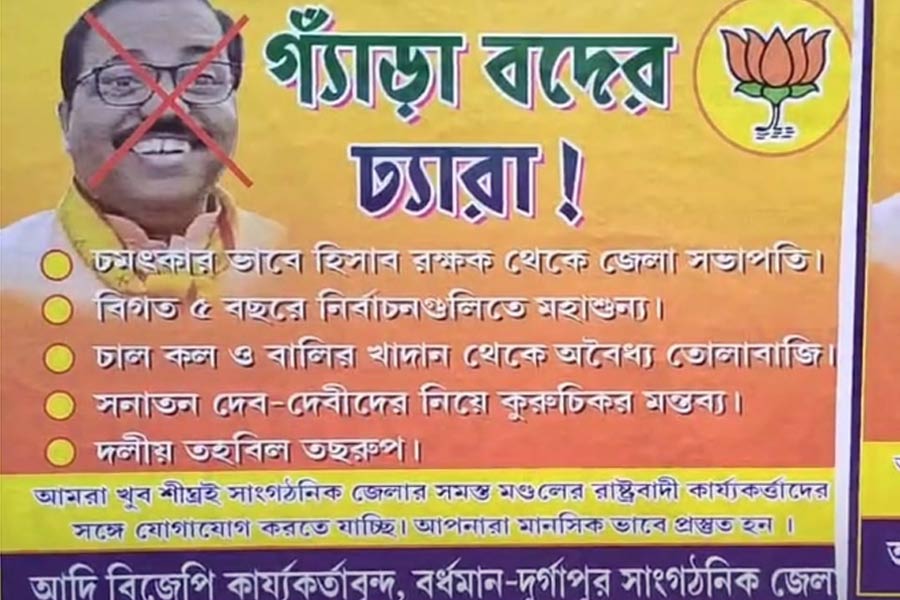 বর্ধমানে চরমে আদি-নব্য বিজেপির দ্বন্দ্ব, জেলা সভাপতির নামে ‘গ্যাঁড়া বদের ঢ্যারা’ পোস্টার!