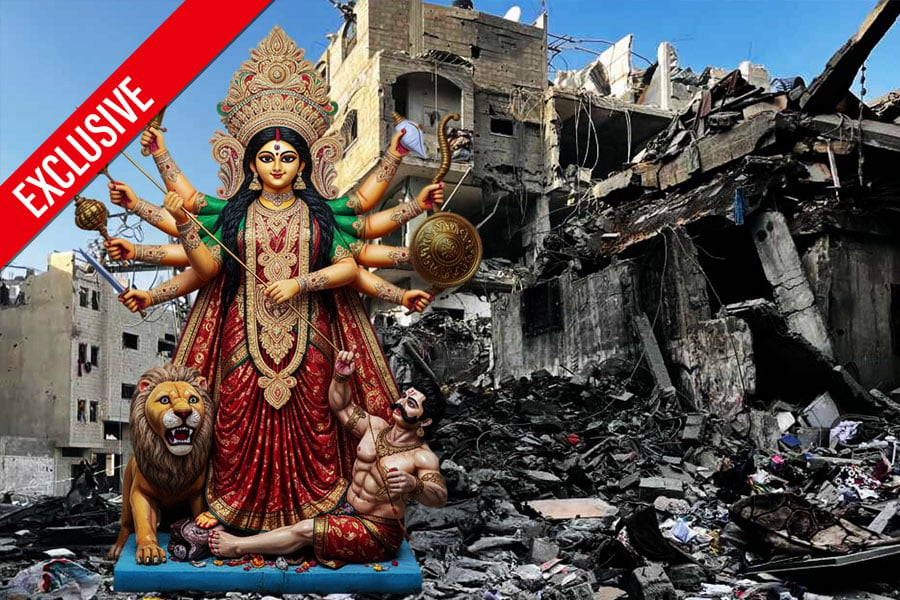 ‘আদর করি আমার ক্ষুধাকে’, বেহালার এই পুজো মেলাবে গাজা ও তেতাল্লিশের মন্বন্তরকে