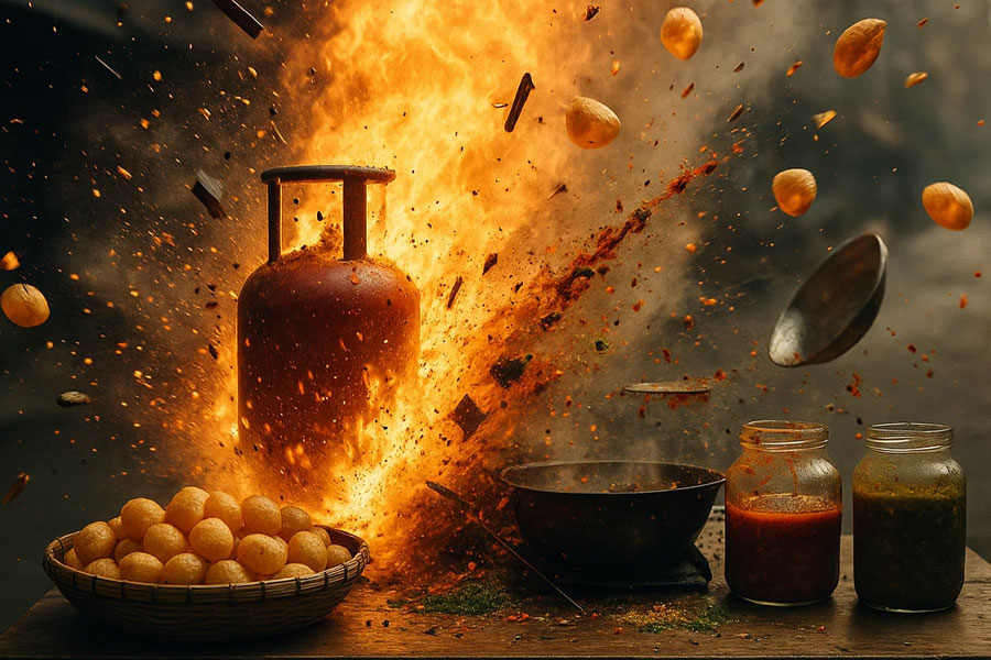 ফুচকা তৈরির সময় আচমকা গ্যাস সিলিন্ডার বিস্ফোরণ! শোরগোল দেগঙ্গায়
