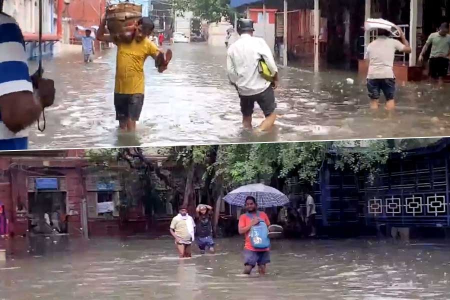 জলমগ্ন মেডিক্যাল কলেজ। জলেই ‘জীবন’ রোগী, রোগীর পরিজনদের