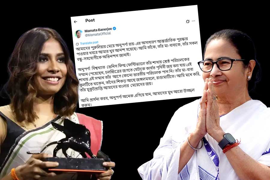 ‘বাংলার মেয়েদের জয়’, ভেনিস জয়ী বঙ্গকন্যা অনুপর্ণাকে শুভেচ্ছা মুখ্যমন্ত্রীর
