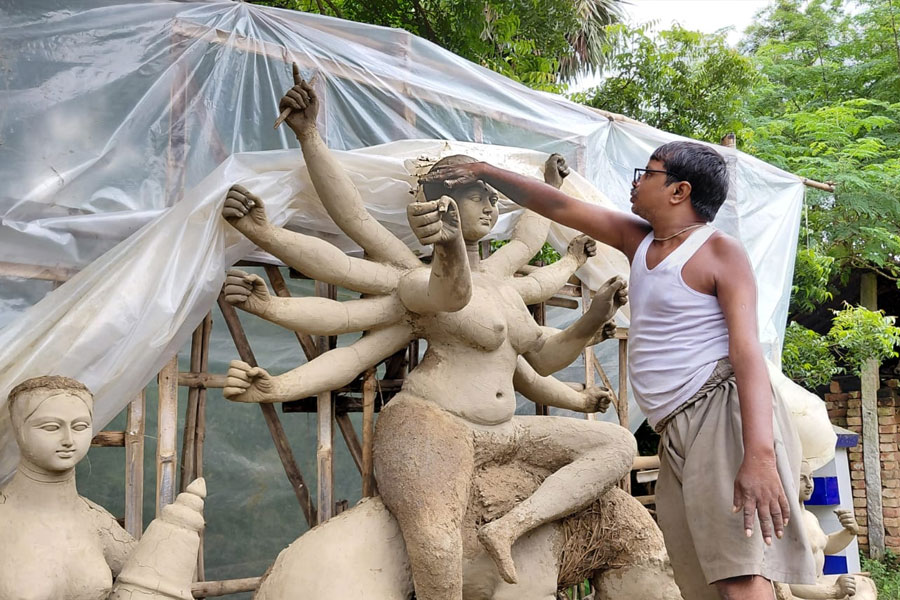 ২০ দিন কোমায়! বাম হাত প্রায় অকেজো, জীবনযুদ্ধে জয়ী ধনঞ্জয় এক হাতেই গড়েন দশভুজা