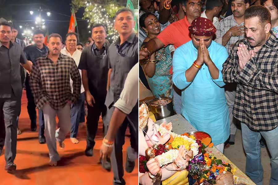 প্রাণভয়ের থেকেও বড় গণেশভক্তি, খালি পায়ে মহারাষ্ট্রের মন্ত্রীর পুজোয় ছুটলেন সলমন, ভাইরাল ভিডিও