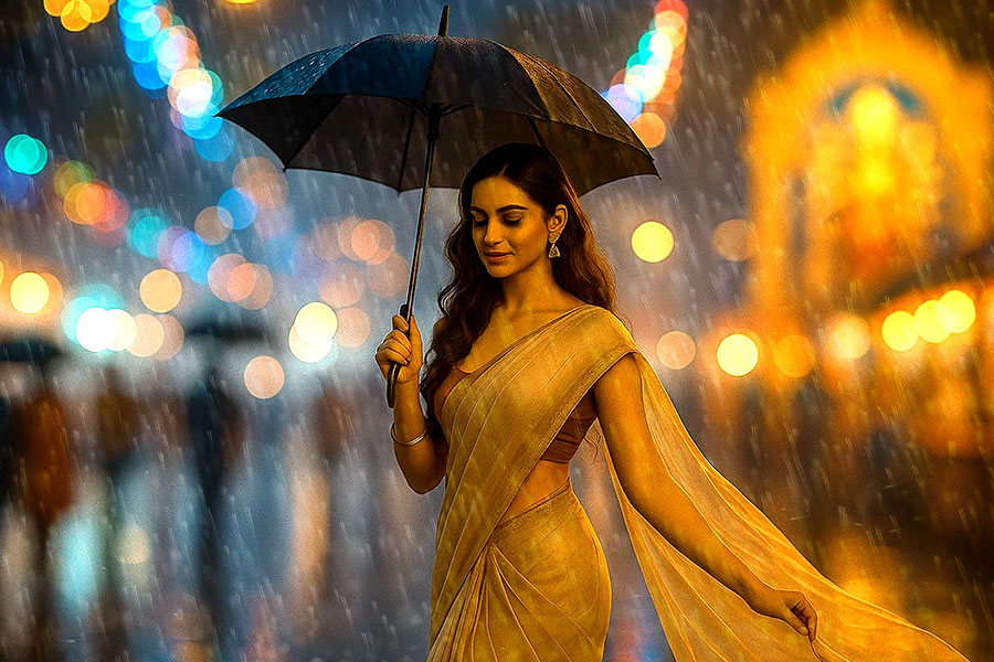 বৃষ্টিভেজা অষ্টমী সন্ধ্যায় শাড়ি পরতে ভয়? বাছাইয়ের গুণেই করুন বাজিমাত