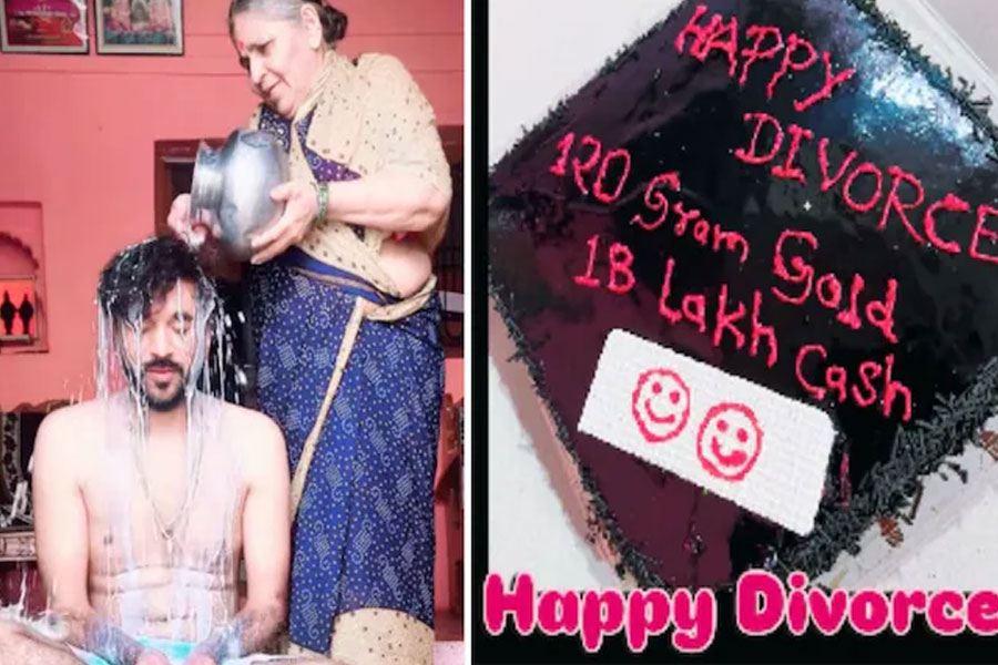 বিবাহবিচ্ছেদ উদযাপন তরুণের, দুধস্নান, নতুন পোশাকে কেক কাটার ভিডিও ভাইরাল
