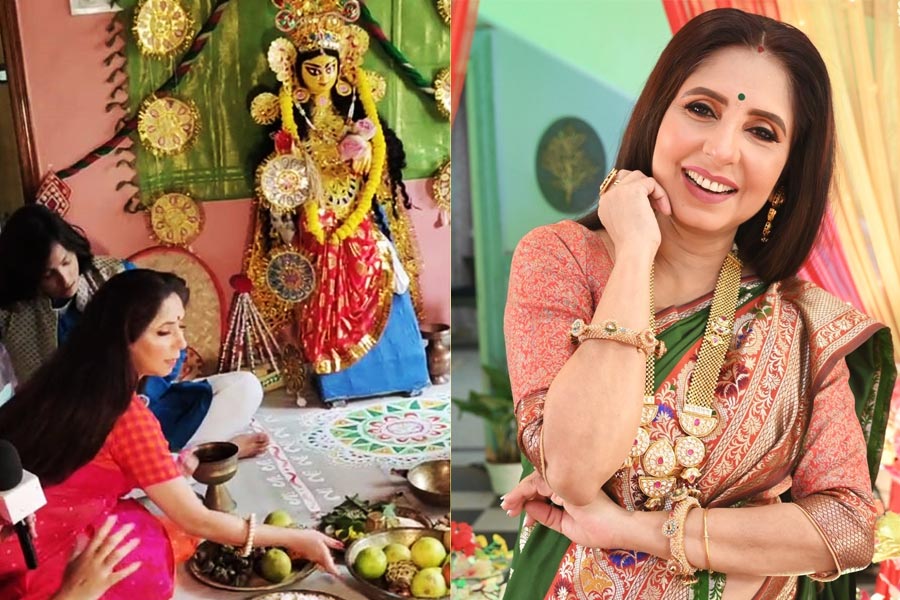 মায়ের দেওয়া জড়োয়ার গয়নায় সাজেন চৈতির বাড়ির লক্ষ্মী, নিজে হাতে ভোগ রাঁধেন অভিনেত্রী