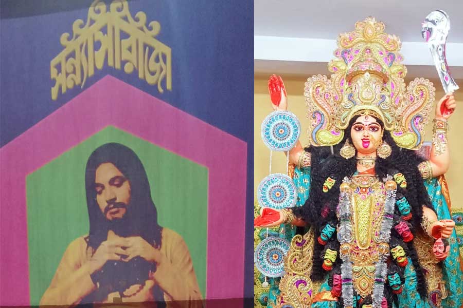 মণ্ডপে চলছে উত্তম কুমারের সিনেমা, শোনা যাবে গানও! কালীপুজোয় অভিনব ভাবনা হাওড়ার এই ক্লাবের