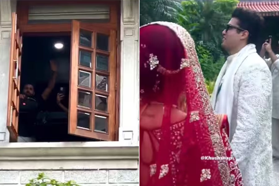 বর-কনের ফটোশুট দেখে হিন্দি গানে নাচ! রোহিতের ‘সারপ্রাইজে’ আপ্লুত নবদম্পতি, দেখুন ভিডিও