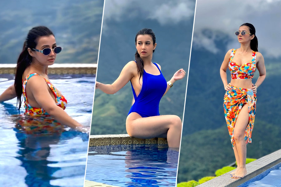মনোকিনিতে পুলে নেমে মনামী বললেন, ‘হ্যাপি স্নান ডে’, পাহাড়ের কোলে কোন ‘স্বর্গে’র সন্ধান দিলেন নায়িকা?