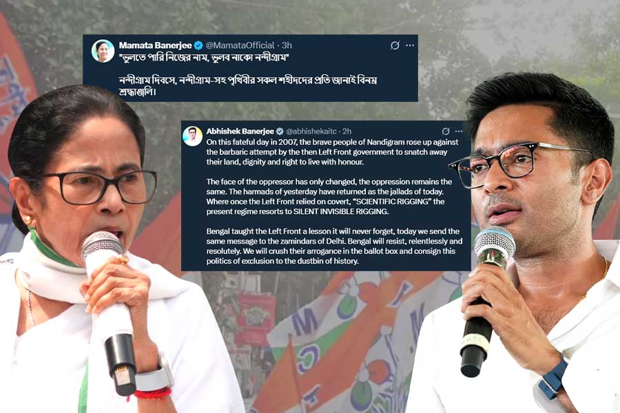 ‘বিজেপিরও দর্প চূর্ণ হবে’, নন্দীগ্রাম দিবসে ‘লাল সন্ত্রাসে’র কথা মনে করিয়ে হুঁশিয়ারি মমতা-অভিষেকের