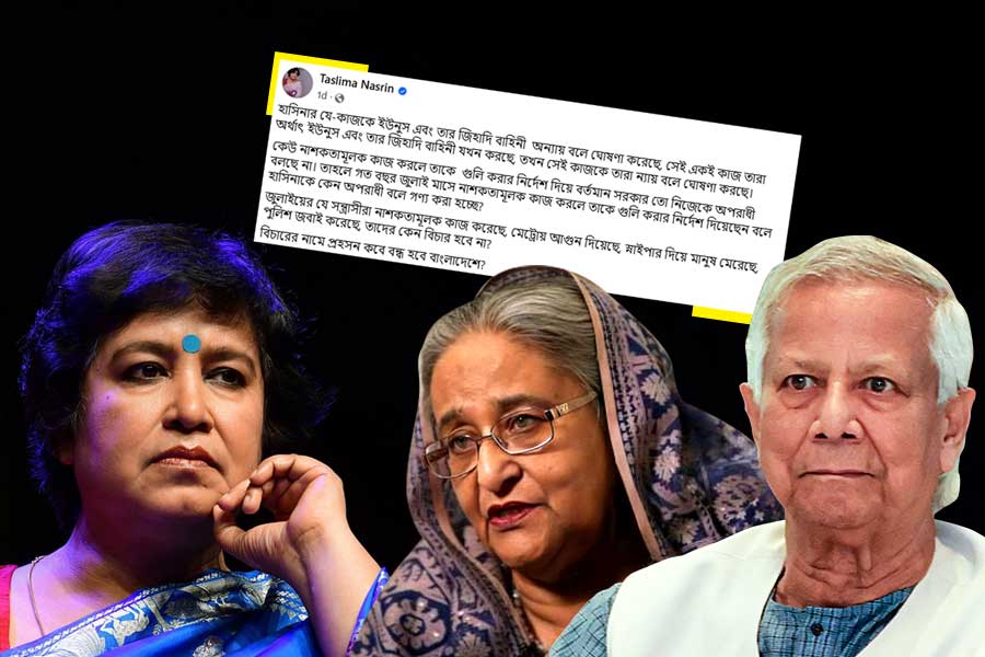 ‘হাসিনার কাজ অন্যায়, ইউনুস করলে ন্যায়?’, মুজিবকন্যার মৃত্যুদণ্ডে গর্জে উঠলেন তসলিমা