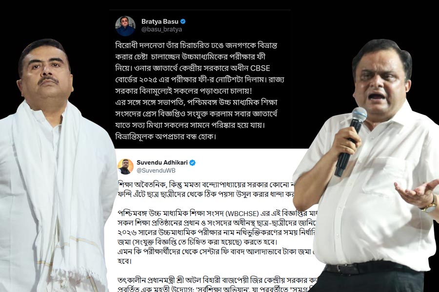 উচ্চমাধ্যমিকের ফি নিয়ে ‘অপপ্রচার’ শুভেন্দুর! পালটা CBSE-র নথি প্রকাশ্যে এনে খোঁচা ব্রাত্যর