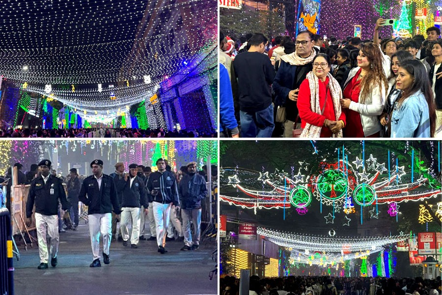 বড়দিনের রাতে উৎসবের মেজাজ কলকাতার পার্কস্ট্রিটে